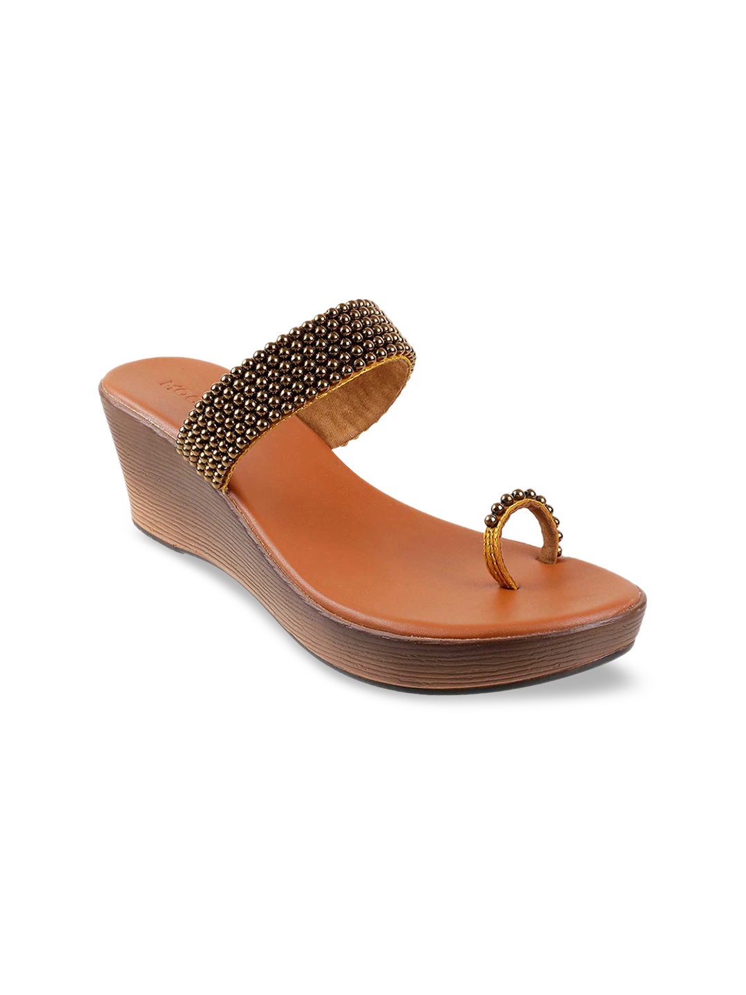 

Mochi Women Gold-Toned & Black Embellished Sandals