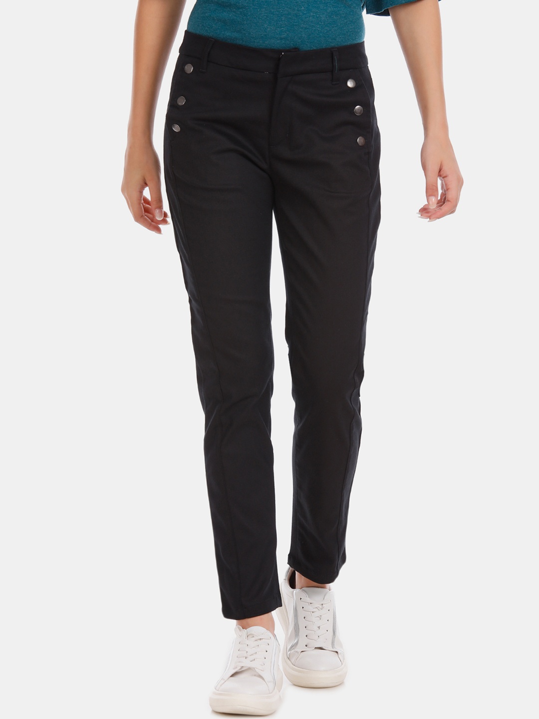 

Cherokee Women Black Regular Fit Solid Regular Trousers