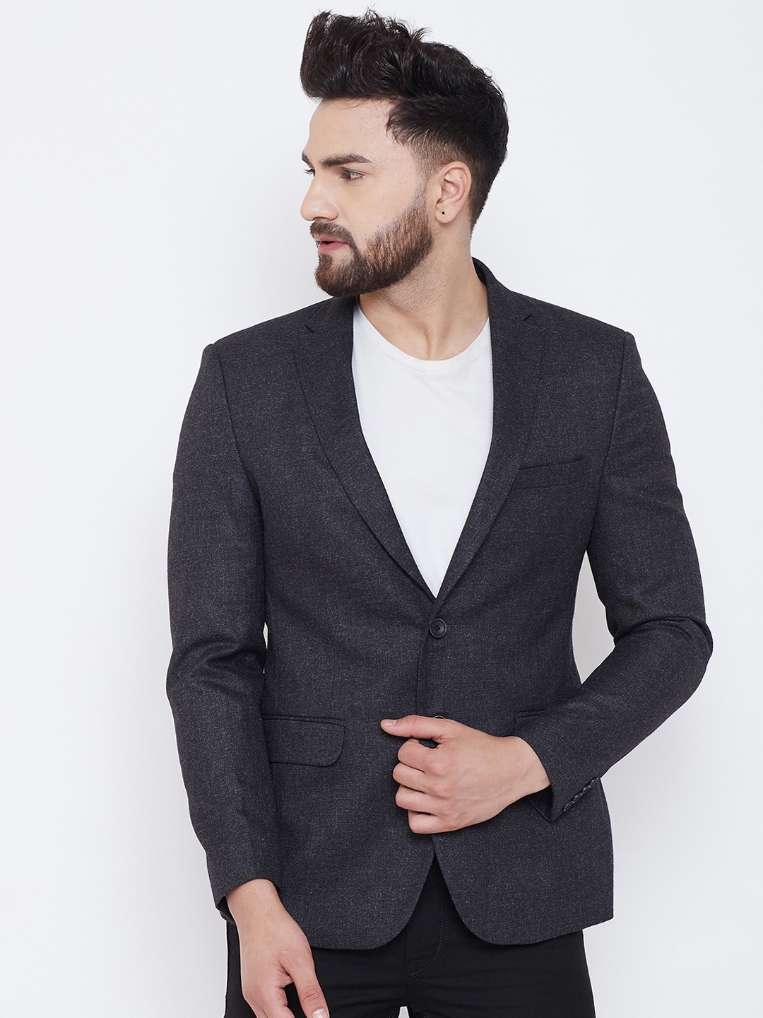 

Canary London Men Black Solid Slim-Fit Single-Breasted Casual Blazer