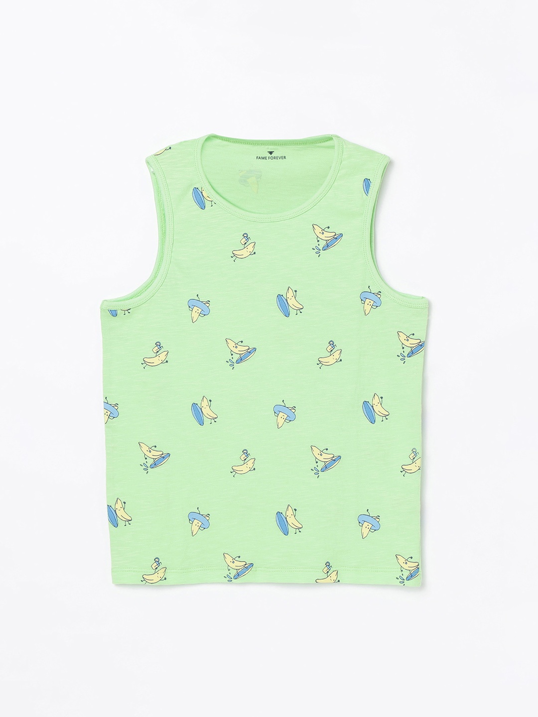 

Fame Forever by Lifestyle Boys Lime Green Printed Round Neck T-shirt
