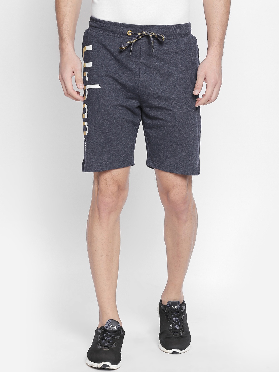 

Ajile by Pantaloons Men Navy Blue Printed Slim Fit Sports Shorts