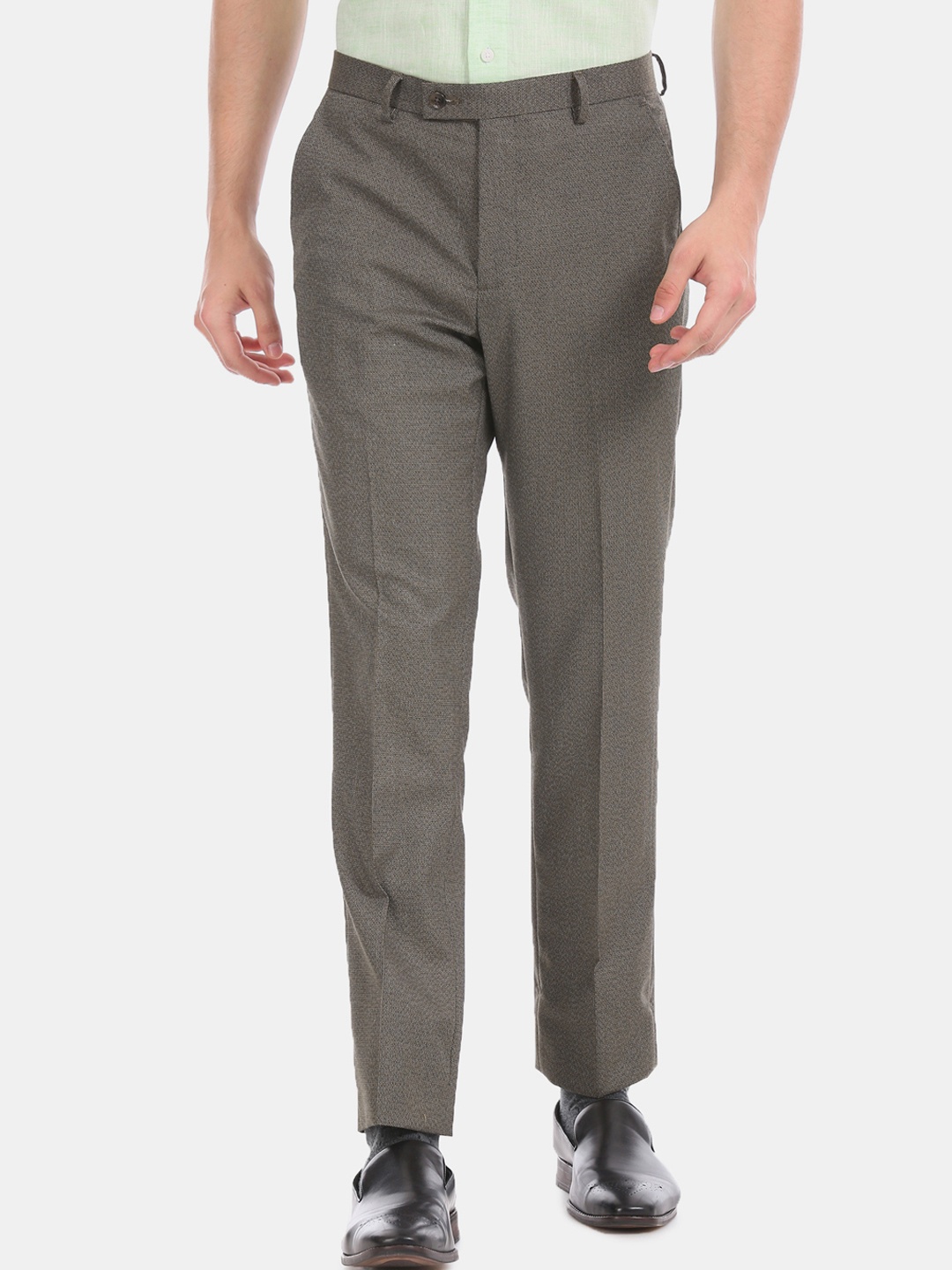 

Arrow Men Brown Straight Fit Self Design Formal Trousers
