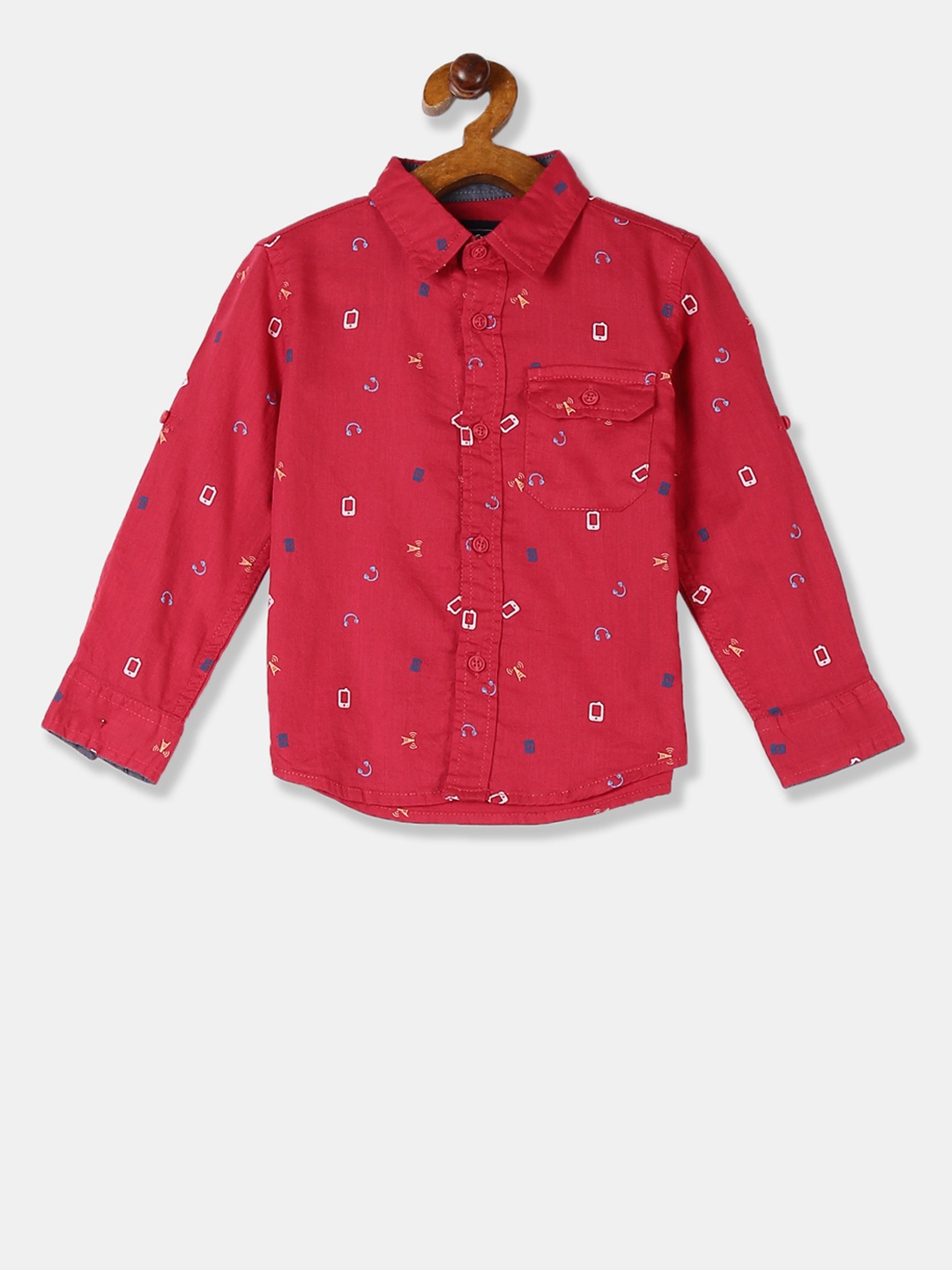 

Cherokee Boys Red Regular Fit Printed Casual Shirt