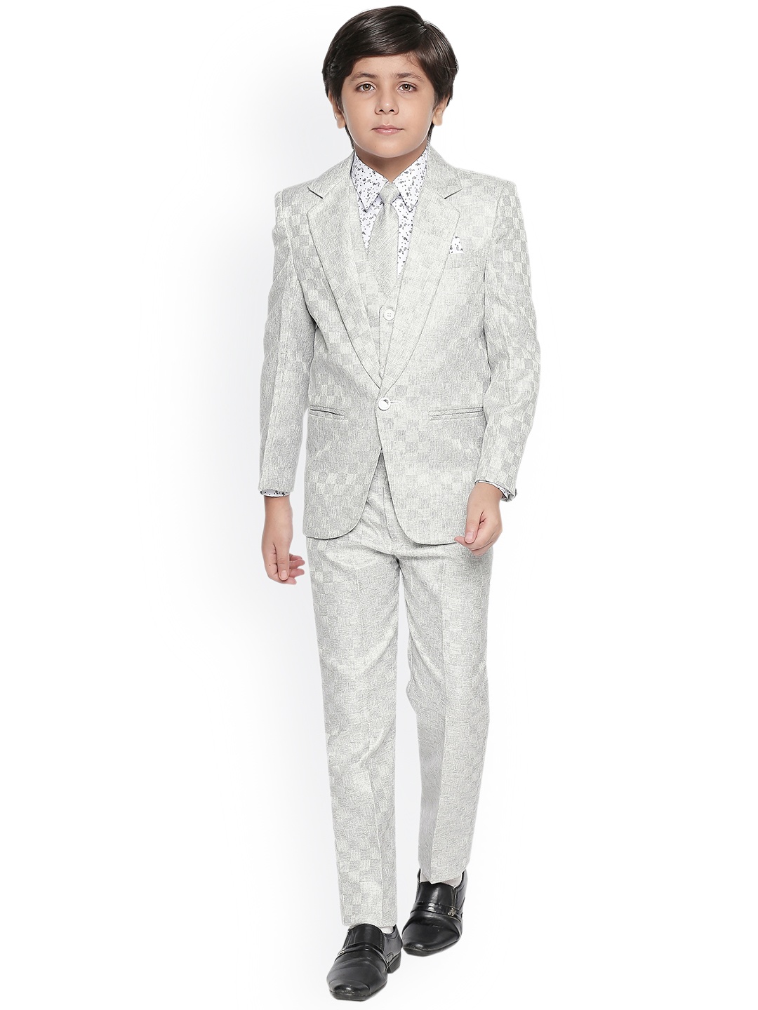 

Jeetethnics Boys Grey Self Design 5 Piece Suit