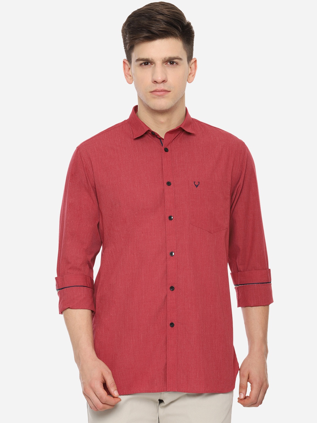 

Allen Solly Men Red Slim Fit Solid Casual Shirt