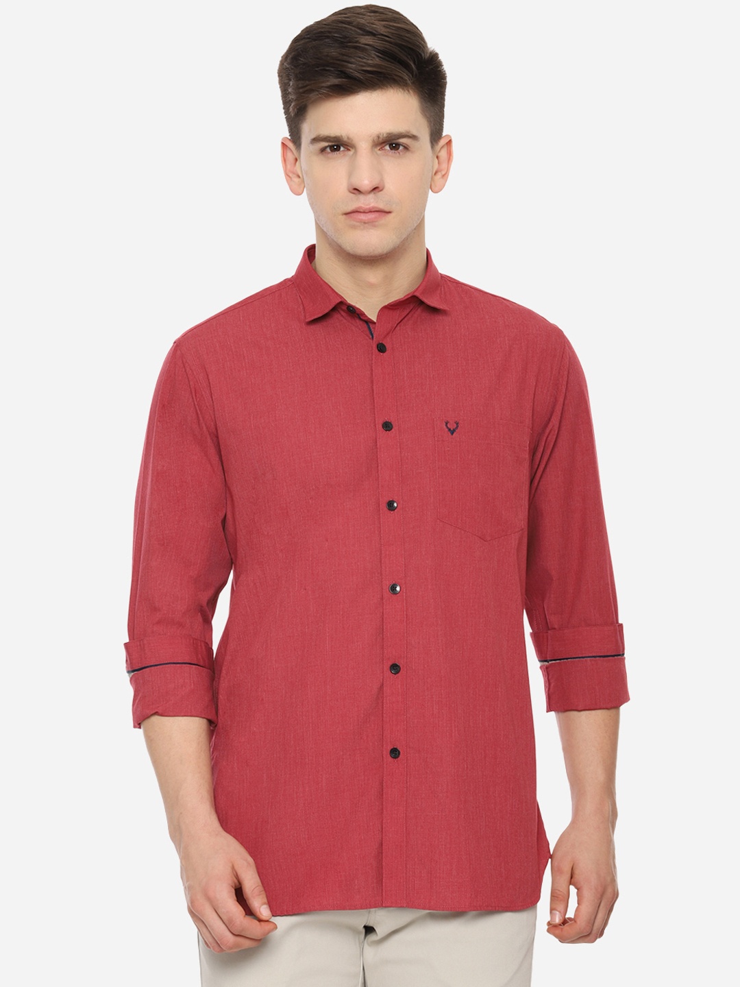 

Allen Solly Men Red Slim Fit Solid Casual Shirt