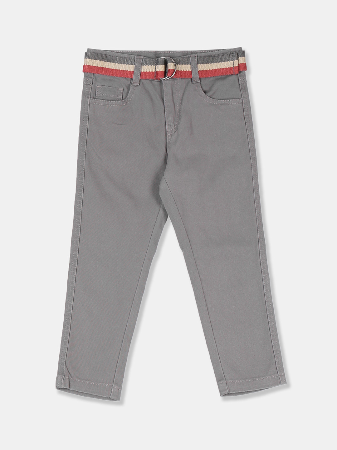

Cherokee Boys Grey Solid Regular Trousers