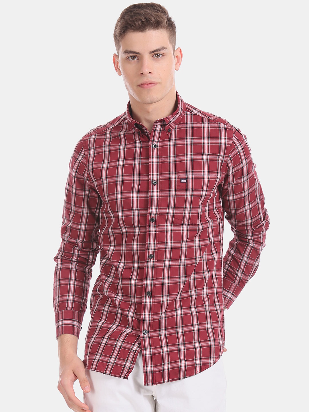 

Arrow Sport Men Maroon Slim Fit Checked Casual Shirt