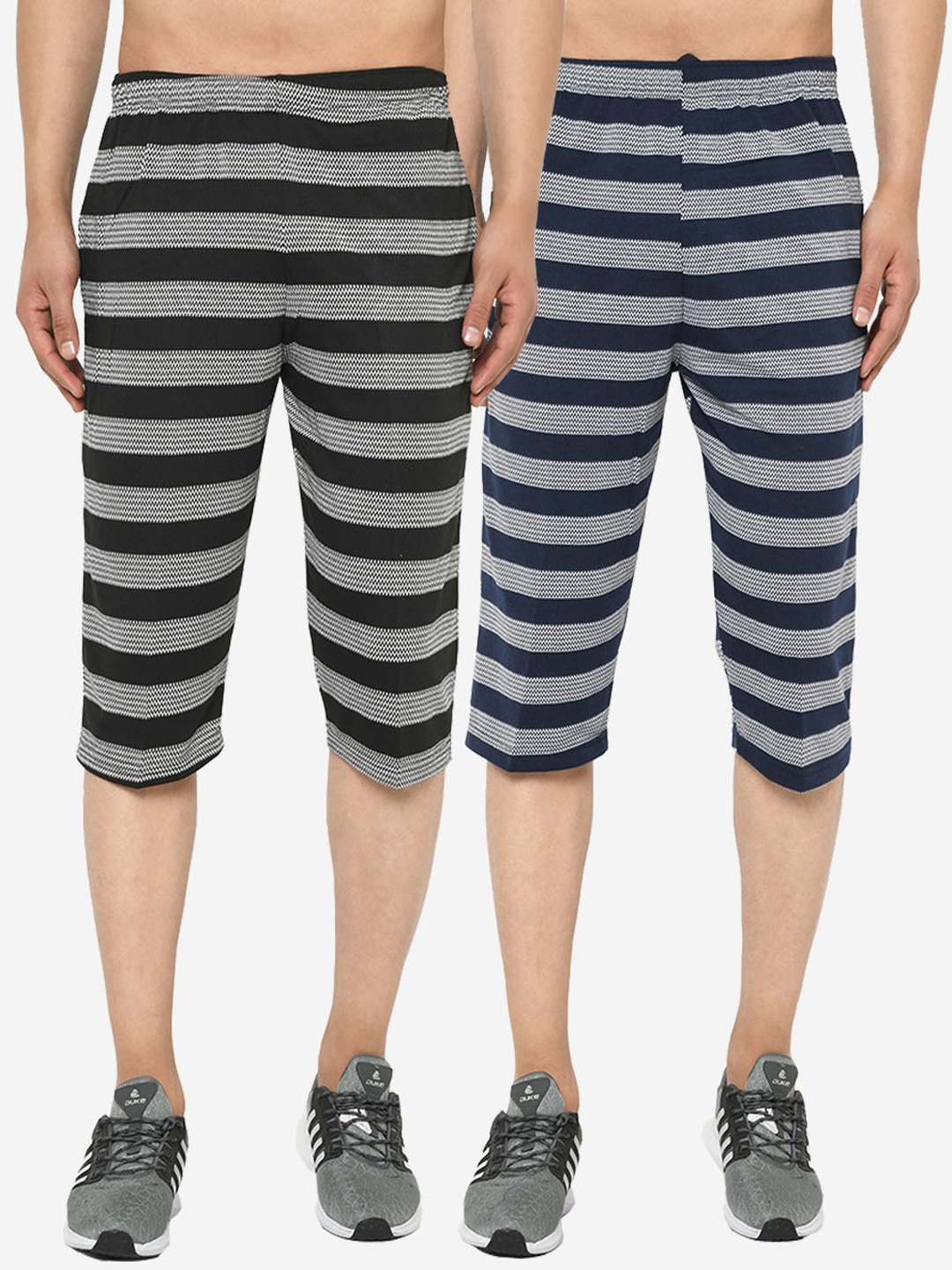 

VIMAL JONNEY Men Pack Of 2 Striped Regular Fit Shorts, Multi