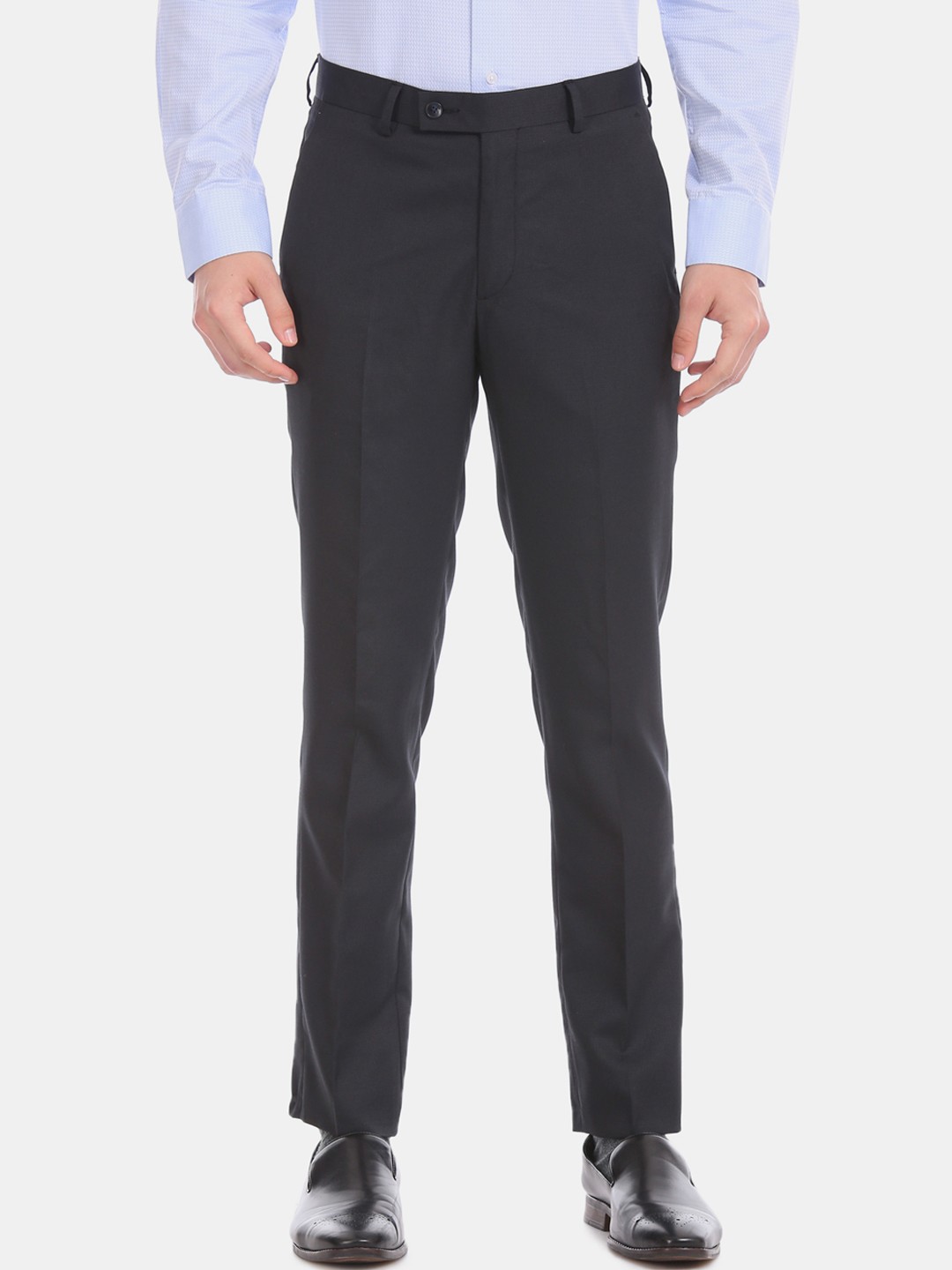 

Arrow Men Navy Blue Slim Fit Solid Regular Trousers