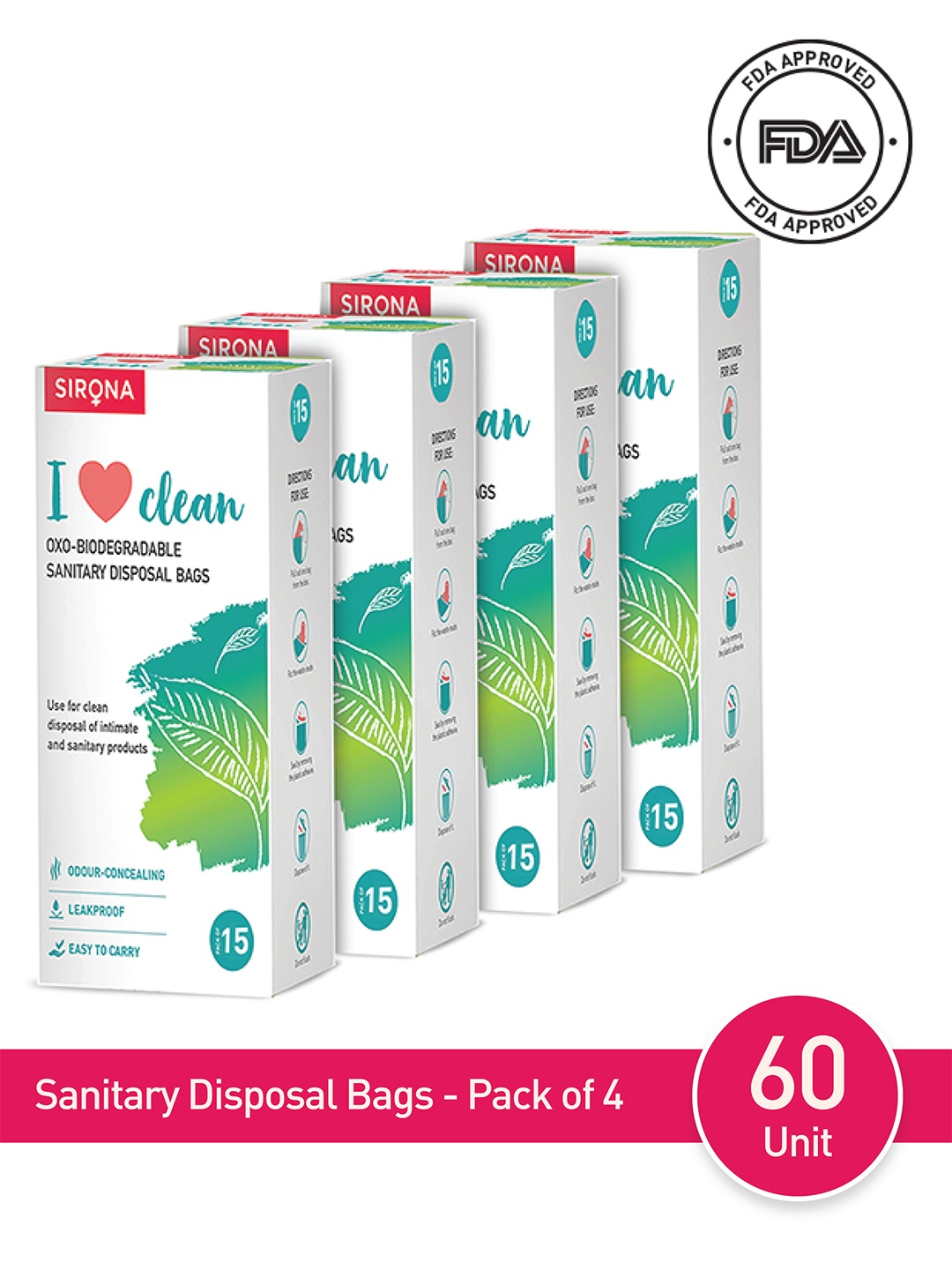 

Sirona Women Set of 4 Biodegradable Sanitary & Diapers Disposal Bags, Green