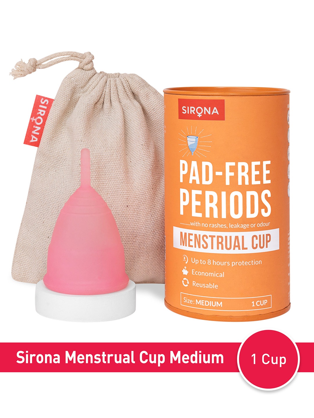 

Sirona FDA Compliant Medical Grade Silicon Reusable Menstrual Cup - Medium, Orange