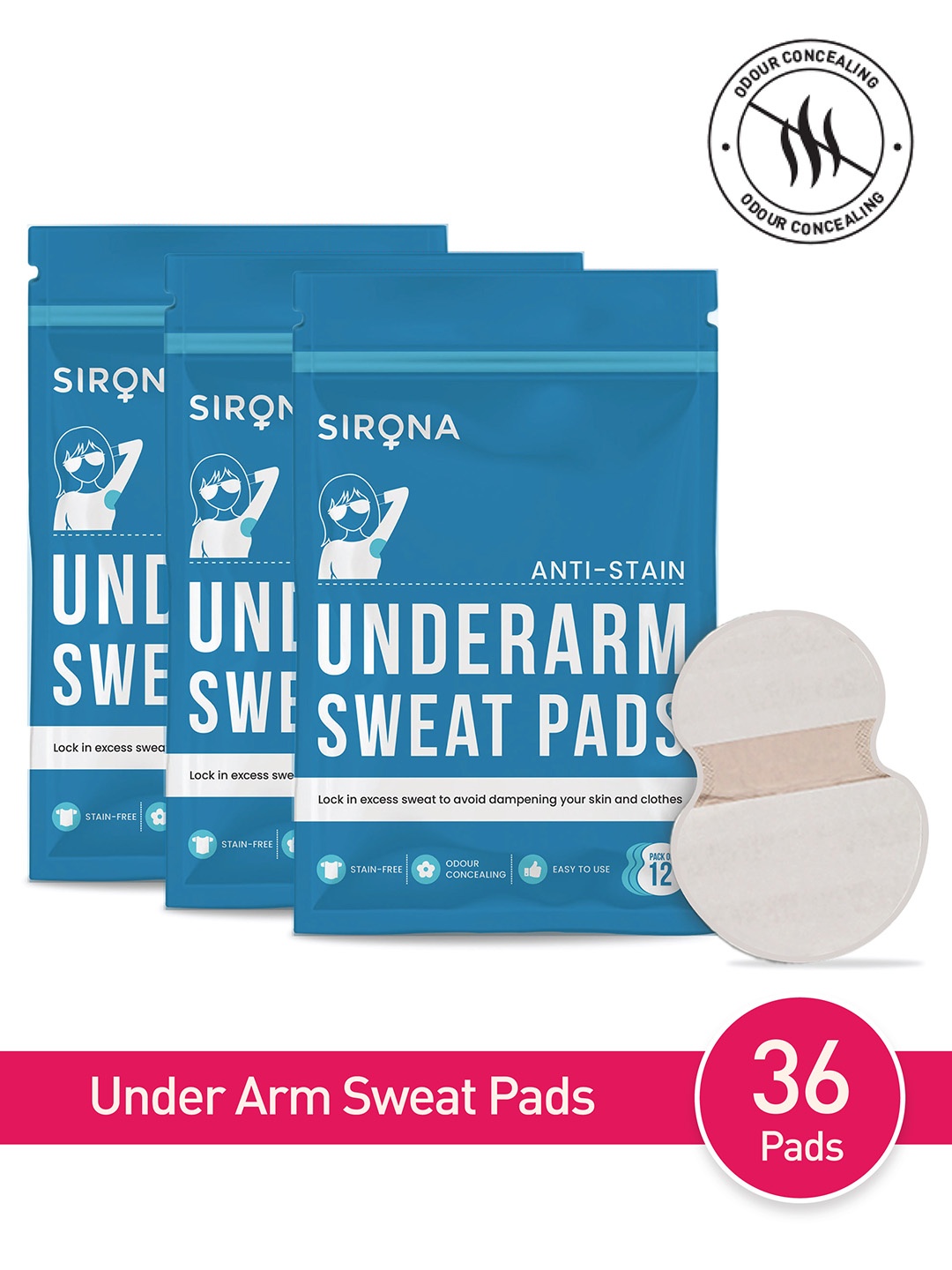 

Sirona Unisex Set of 3 Under Arm Sweat Pads, Blue