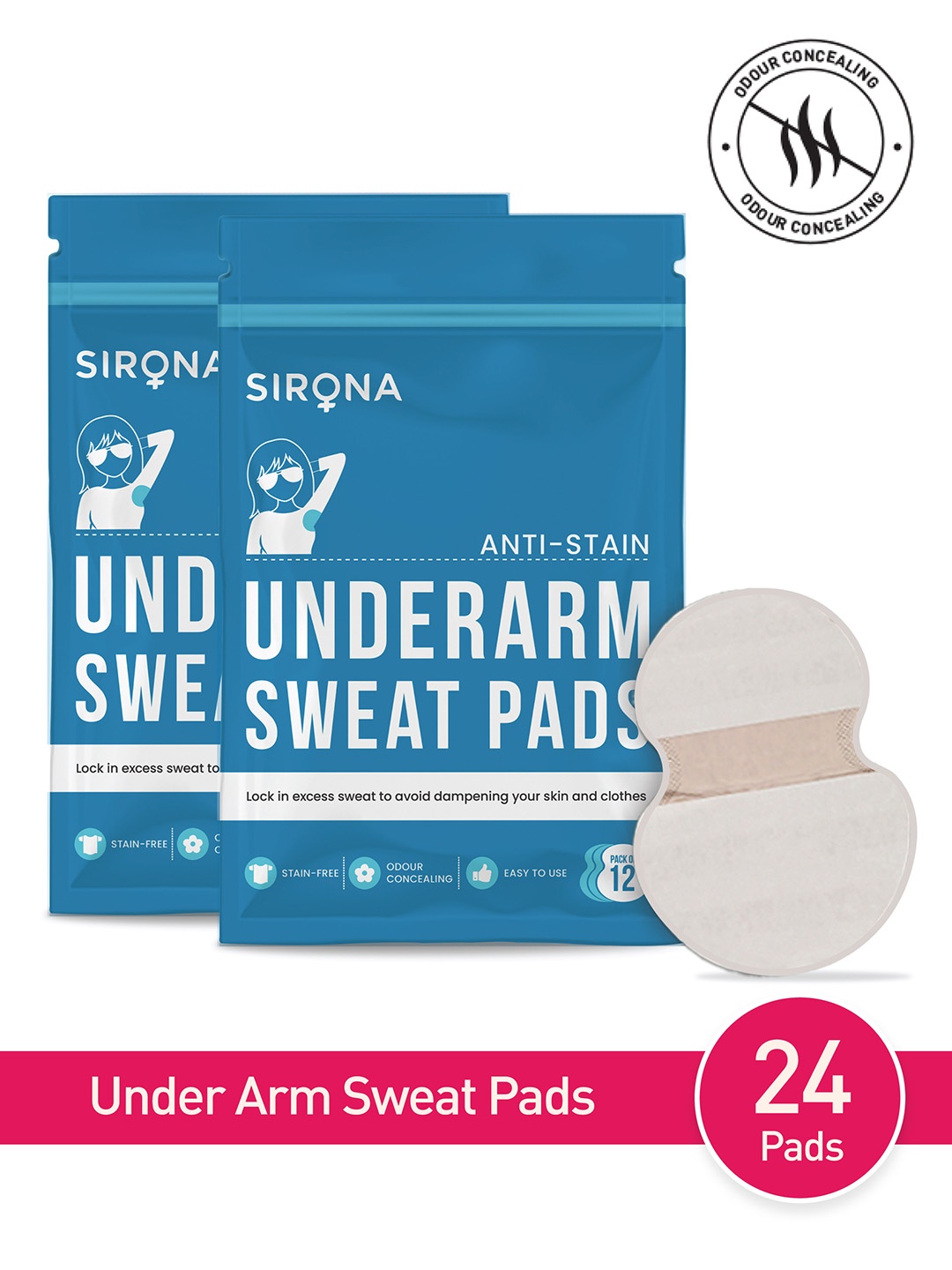 

Sirona Women Set of 2 Underarm Sweat Pads - 12 Pads Each, Blue