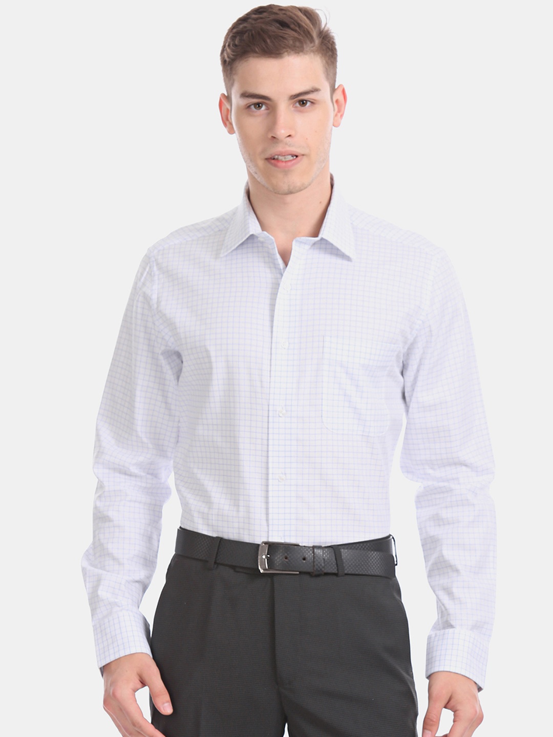 

Arrow Men White Regular Fit Checked Formal Shirt