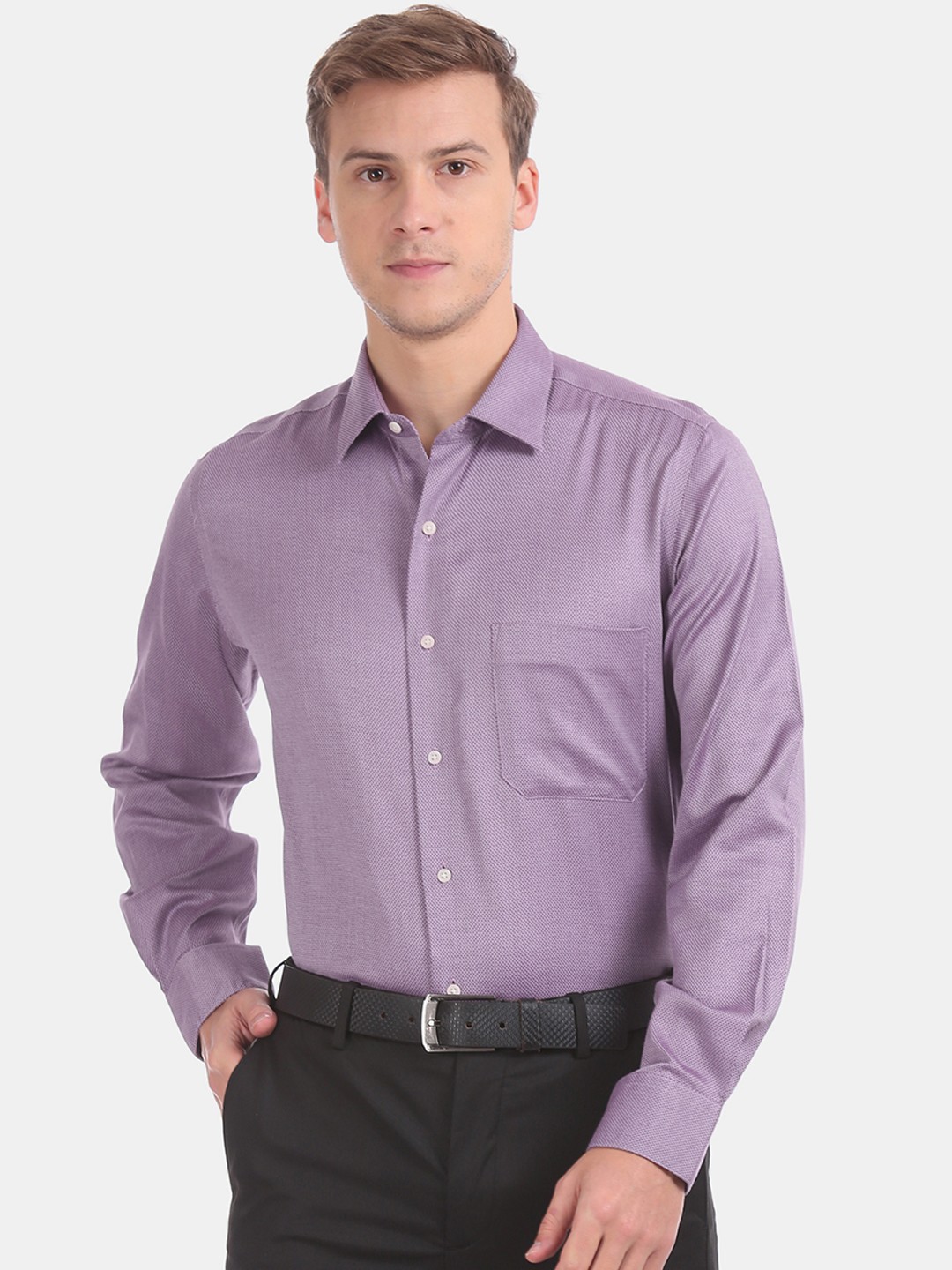 

Arrow Men Purple Regular Fit Printed Formal Shirt