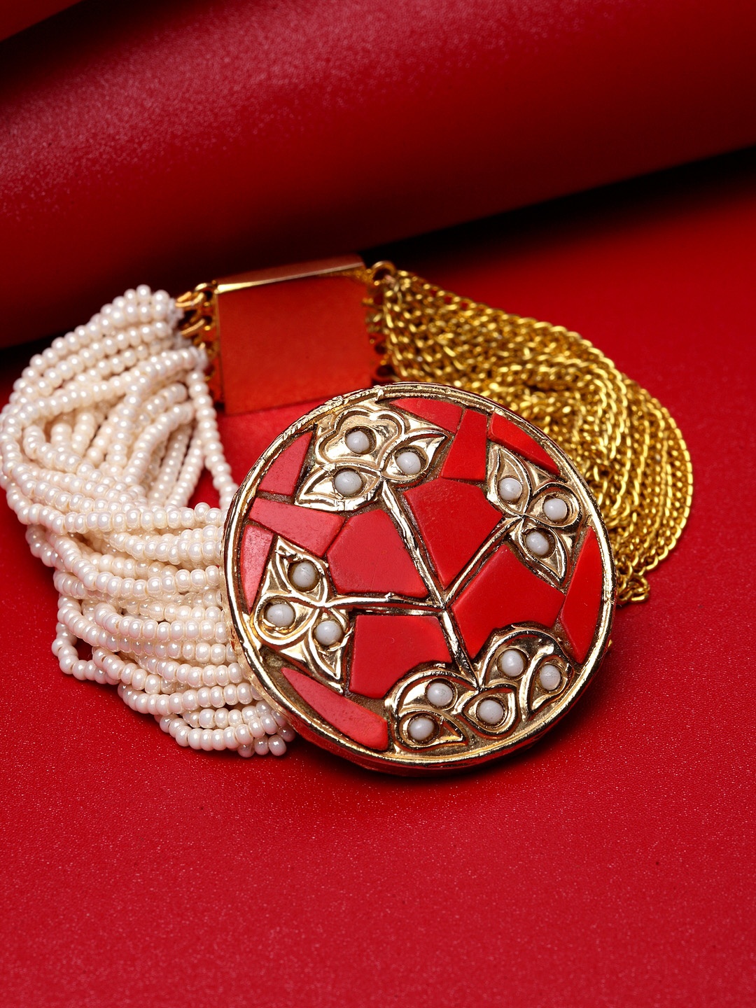 

DUGRISTYLE Red Gold-Plated Multistrand Bracelet