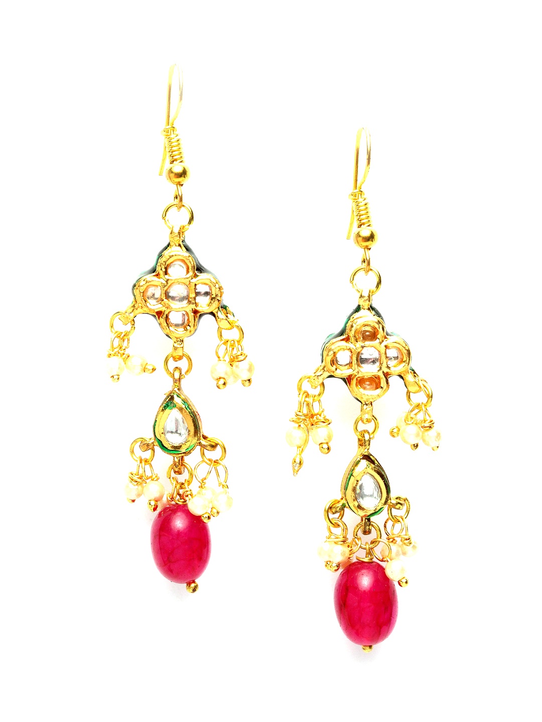 

DUGRISTYLE Gold-Plated Contemporary Drop Earrings, Red