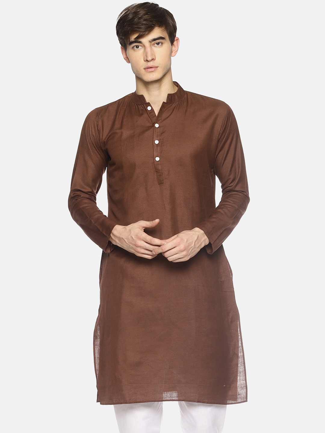 

PAROKSH Men Coffee Brown Solid Straight Kurta