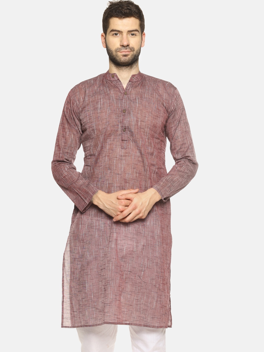 

PAROKSH Men Brown Woven Design Straight Kurta