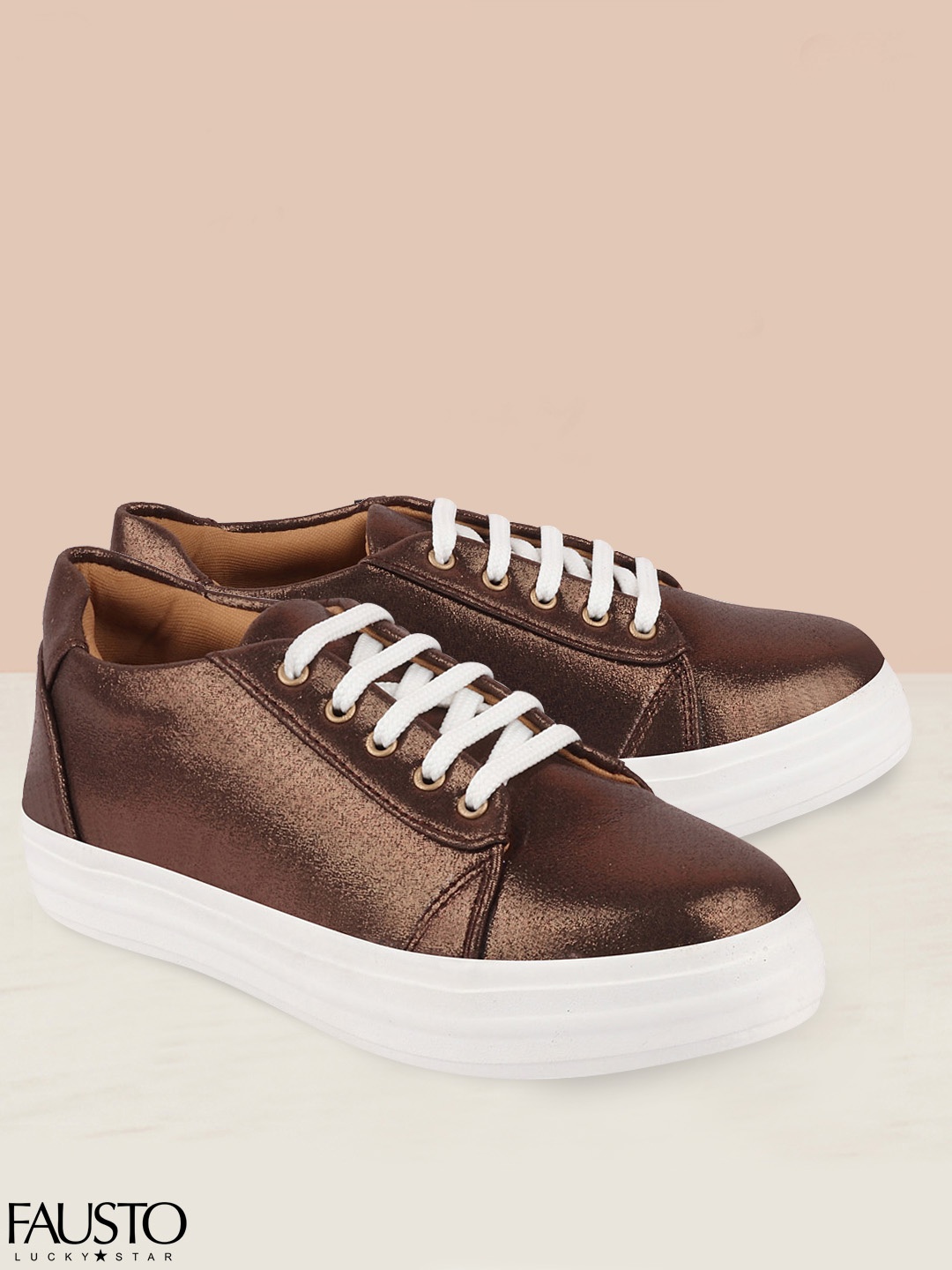 

FAUSTO Women Copper-Toned Lightweight Sneakers