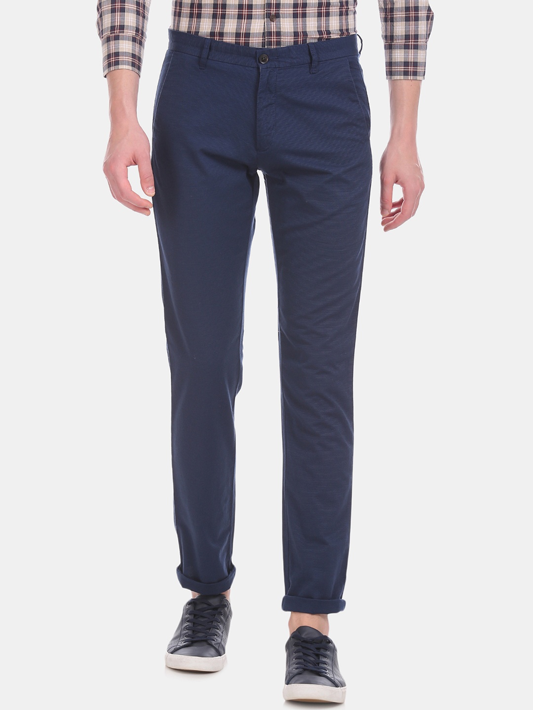 

Arrow Sport Men Blue Slim Fit Striped Regular Trousers