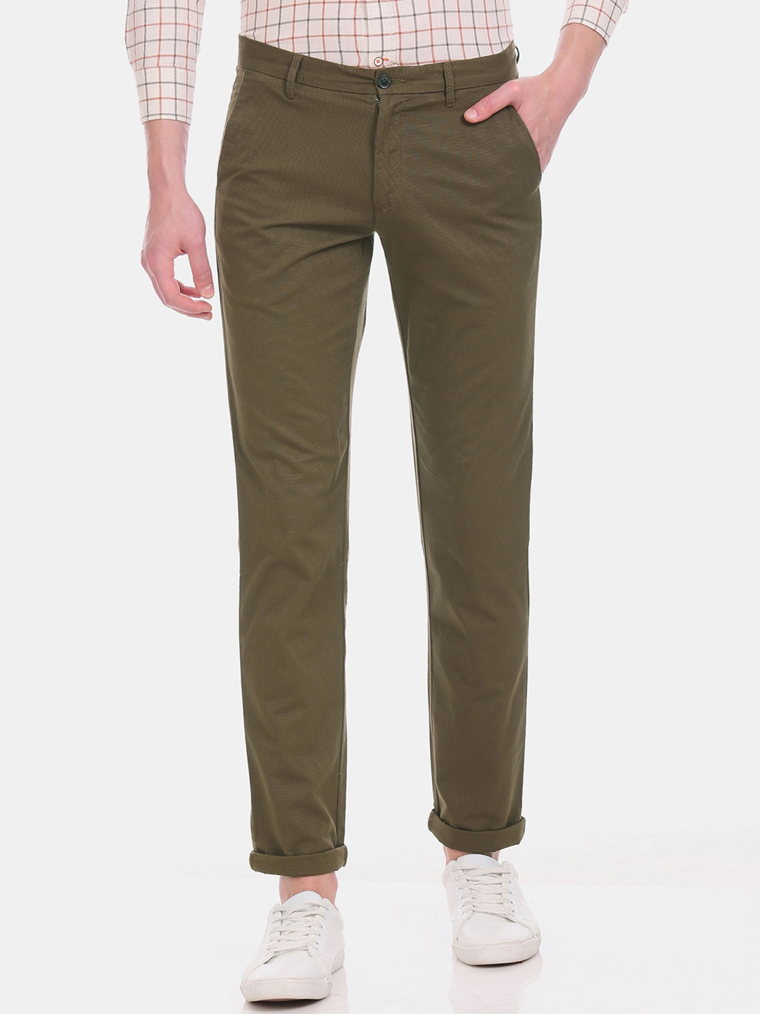 

Arrow Sport Men Olive Green Slim Fit Solid Chinos