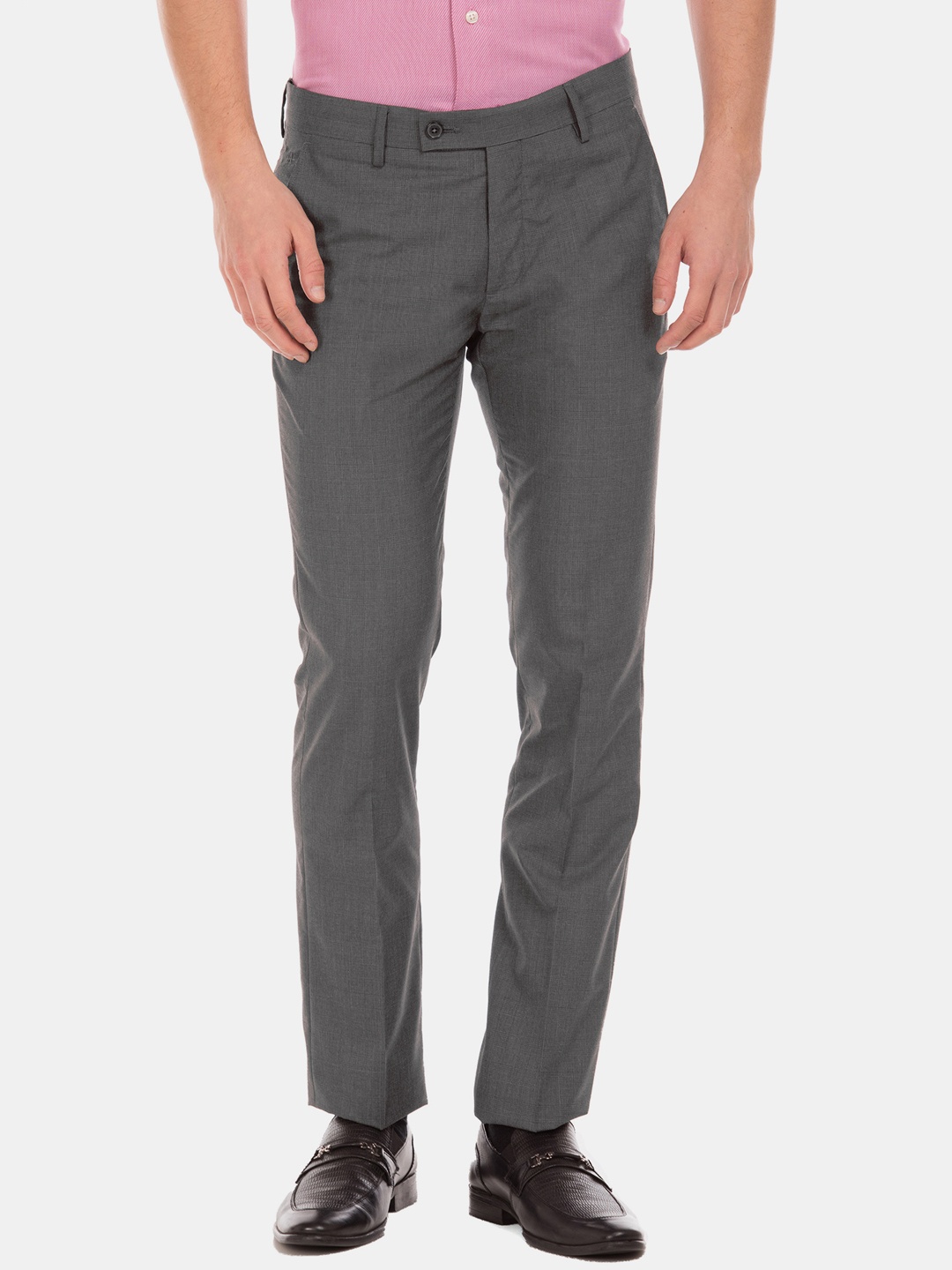 

Arrow Men Grey Slim Fit Solid Regular Trousers