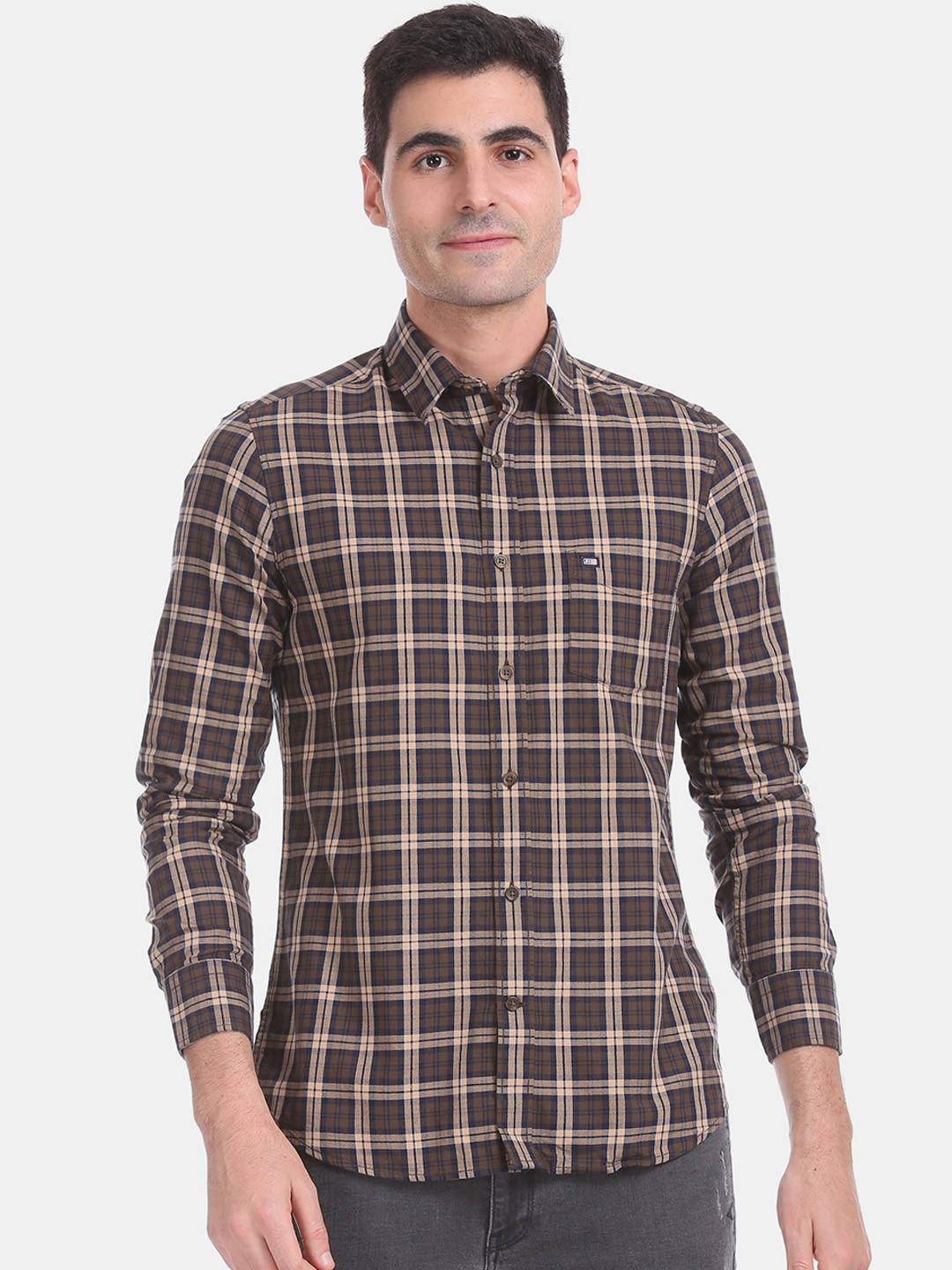 

Arrow Sport Men Brown Slim Fit Checked Casual Shirt