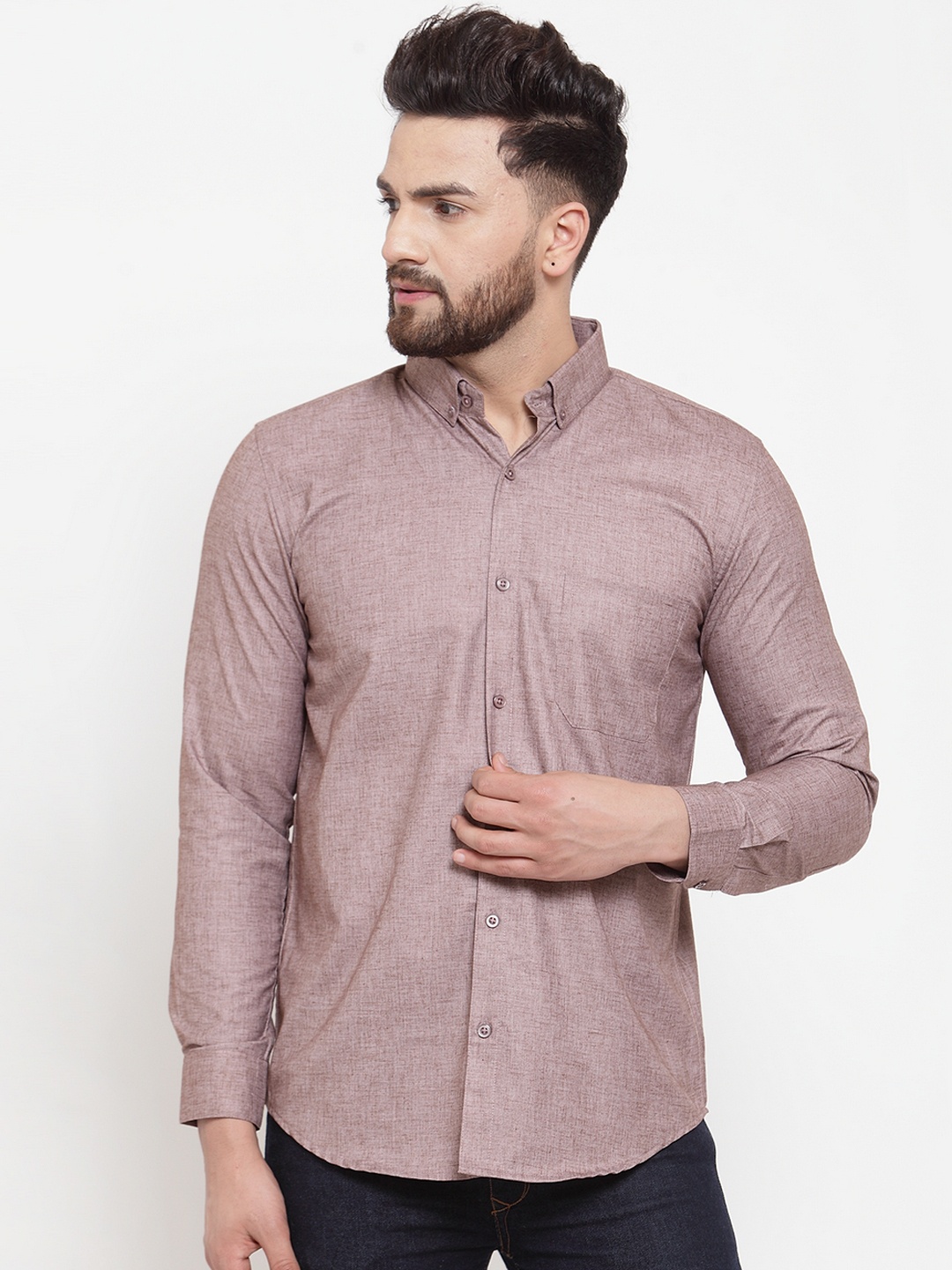 

JAINISH Men Mauve Classic Slim Fit Solid Casual Shirt