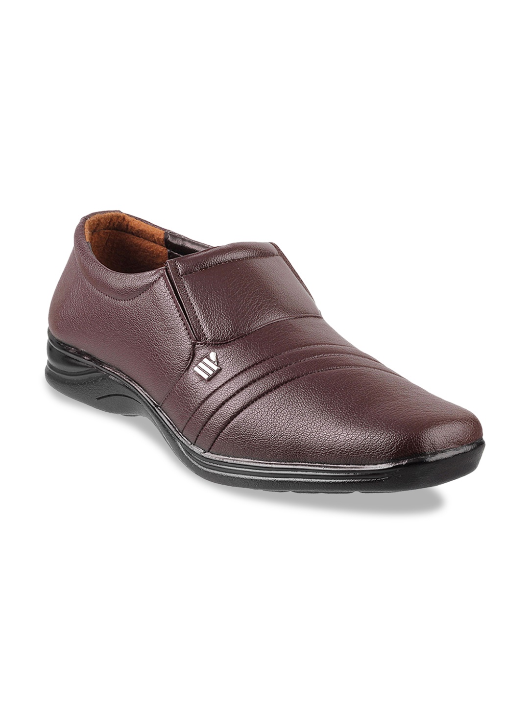 

WALKWAY by Metro Men Brown Solid Formal Slip-Ons