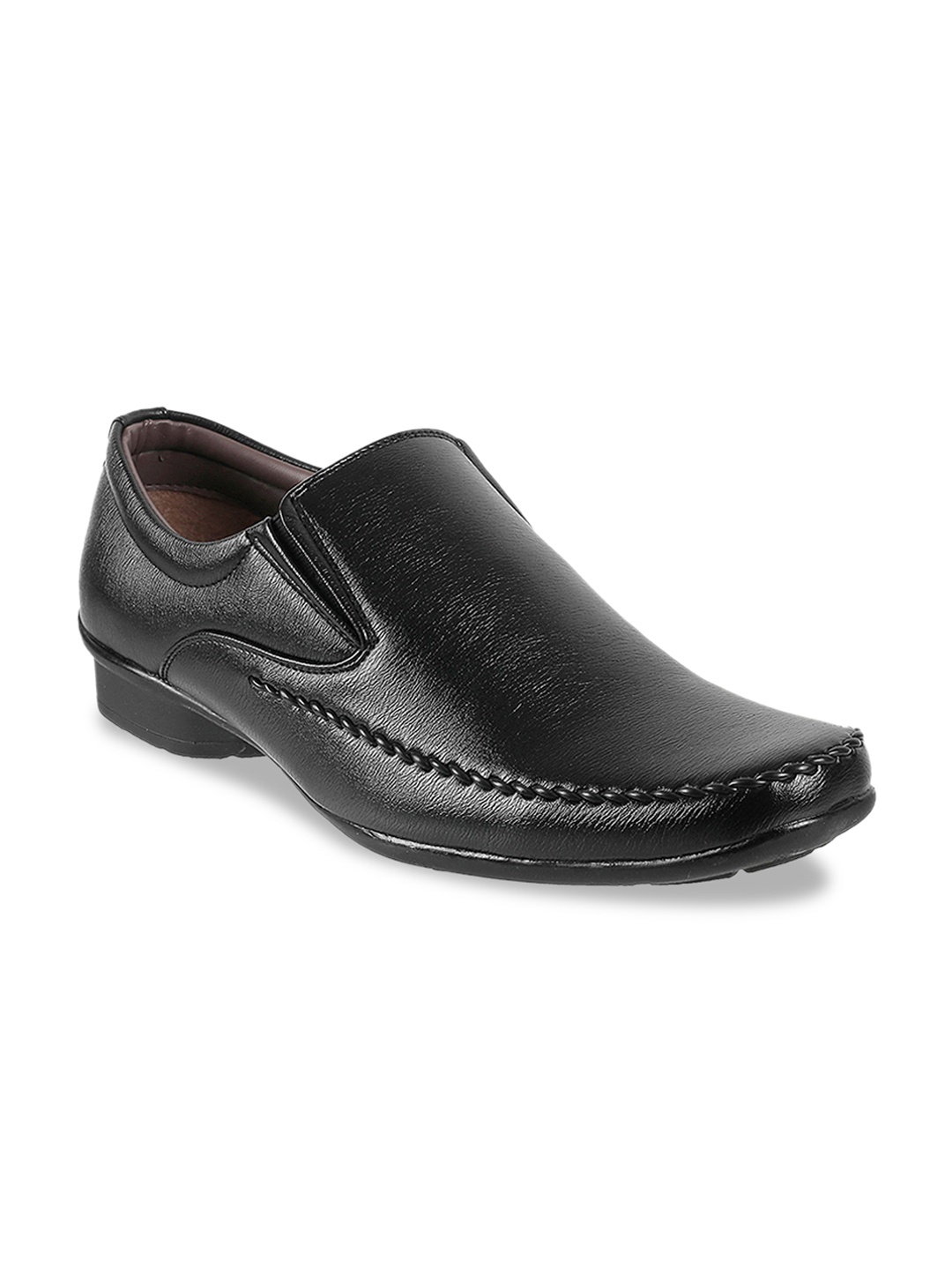 

WALKWAY by Metro Men Black Solid Formal Slip-Ons