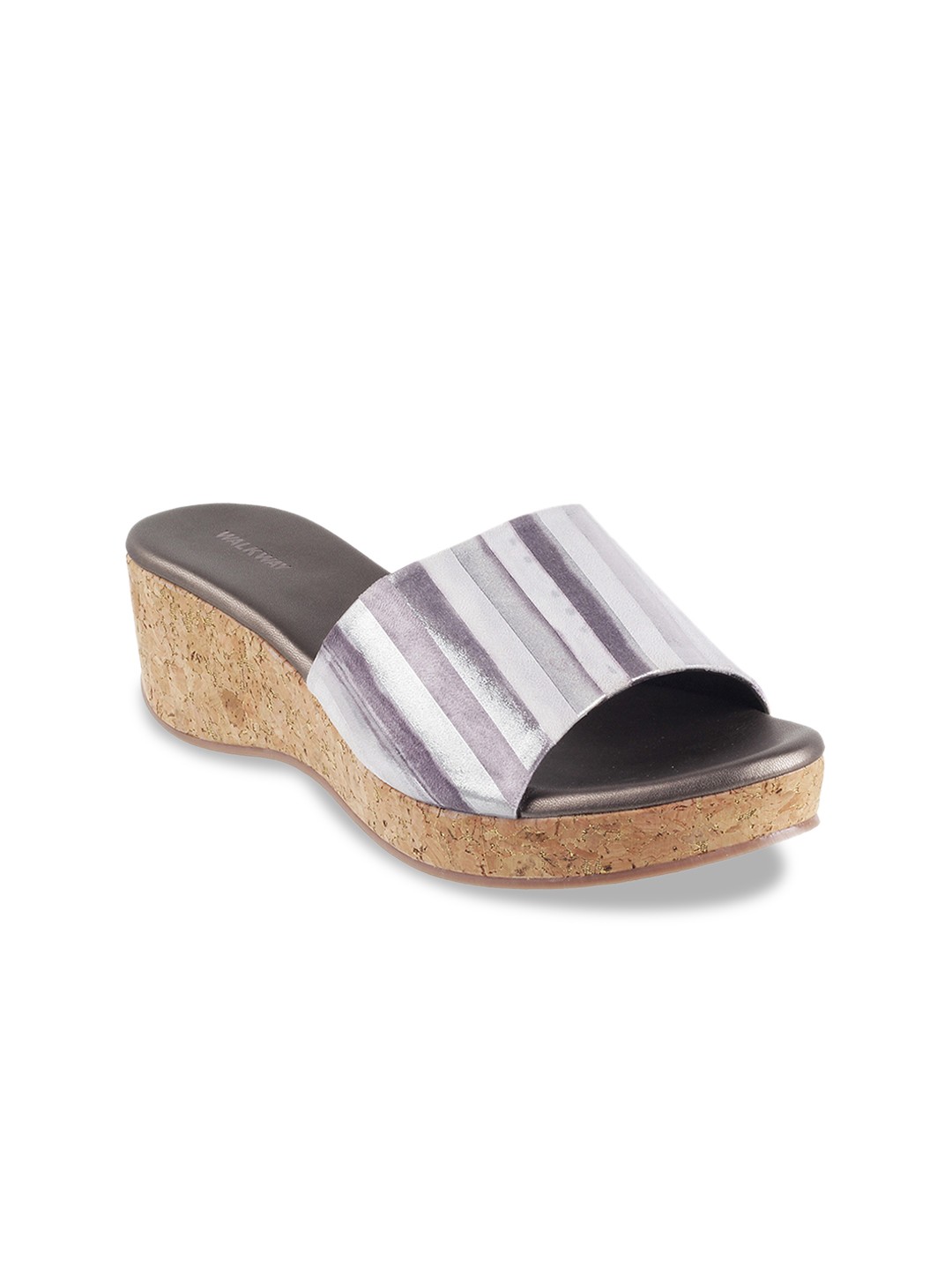 

WALKWAY by Metro Women Grey & Purple Striped Heels