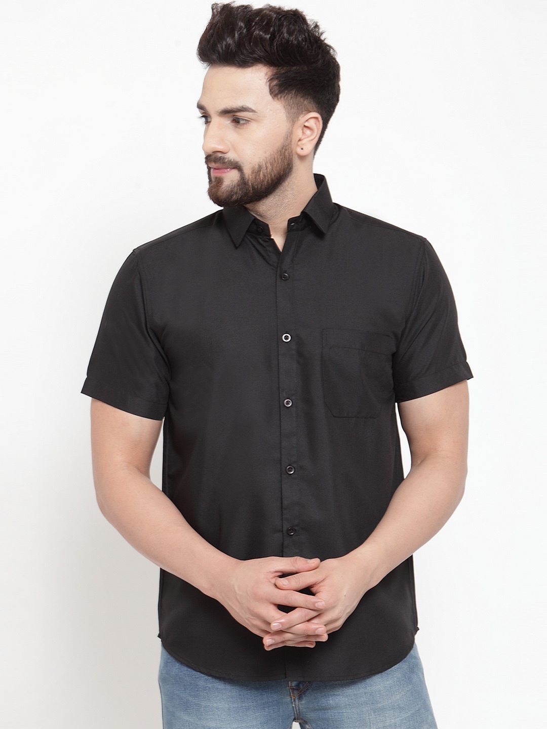 

JAINISH Men Black Classic Slim Fit Solid Casual Shirt