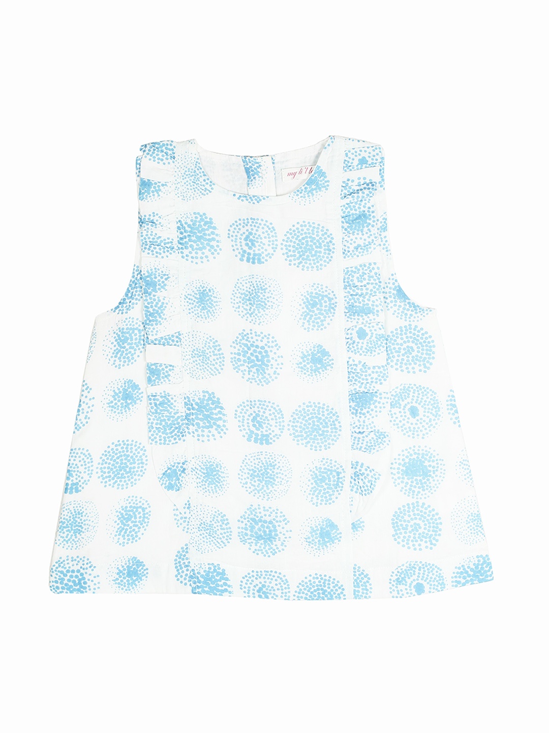 

My Little Lambs Girls Off-White Printed A-Line Pure Cotton Top