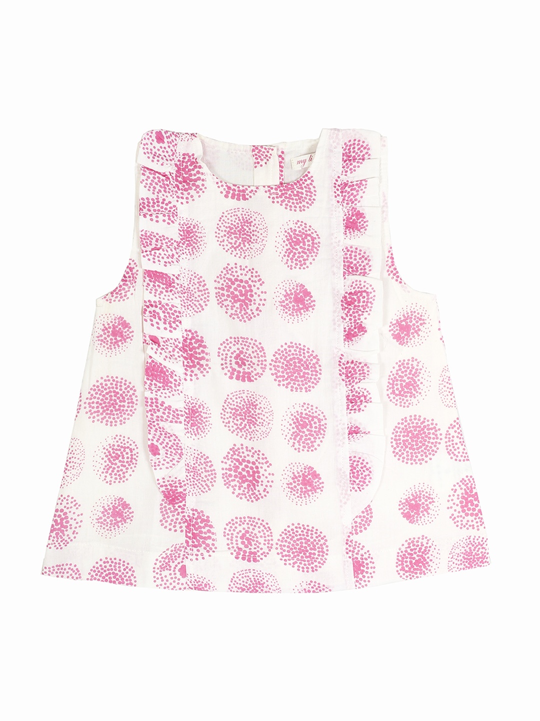 

My Little Lambs Girls Off-White Printed A-Line Pure Cotton Top