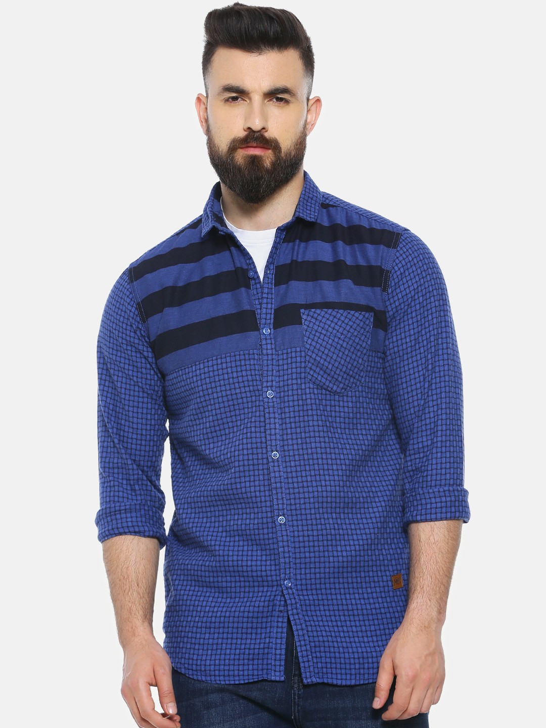 

Campus Sutra Men Blue Regular Fit Printed Casual Shirt