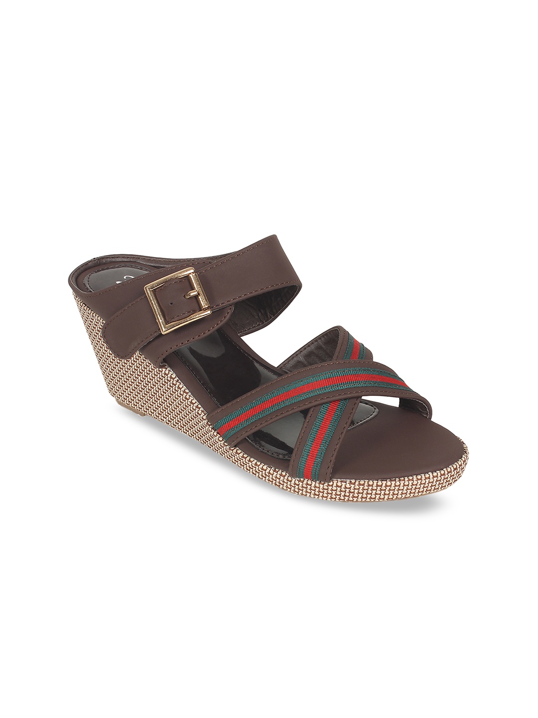 

Footilicious Women Brown Striped Wedges