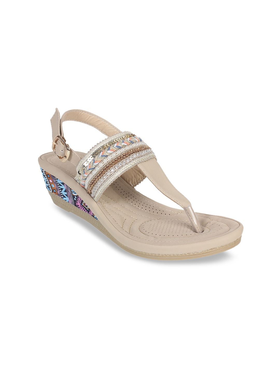 

Footilicious Women Beige Embellished Wedges