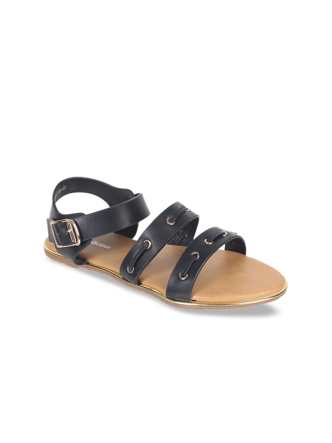 

Footilicious Women Black Embellished Open Toe Flats