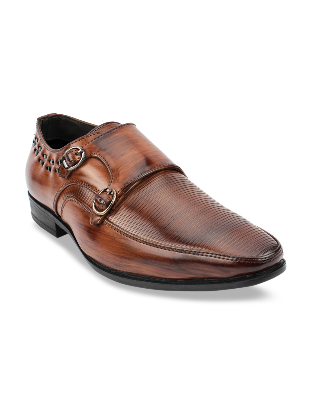 

Fashion Victim Men Brown Solid Leather Formal Monks
