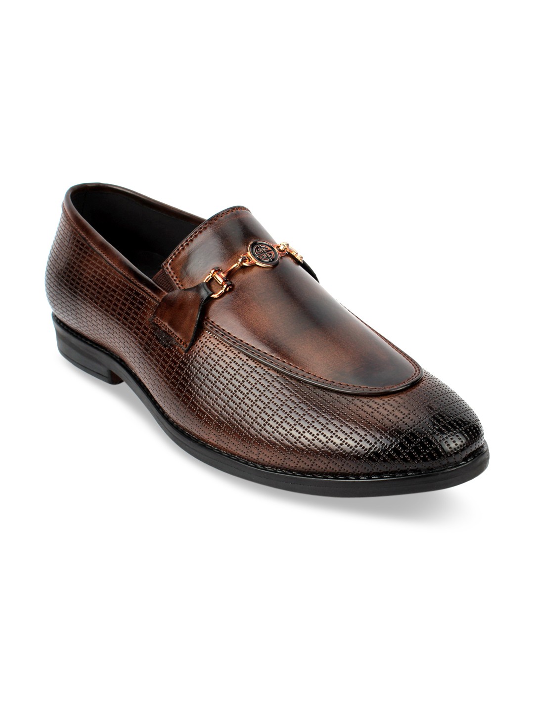 

Fashion Victim Men Brown Textured Formal Loafers