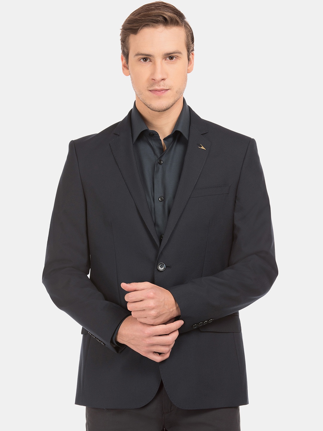 

Arrow Men Navy Blue Solid Single-Breasted Formal Blazer