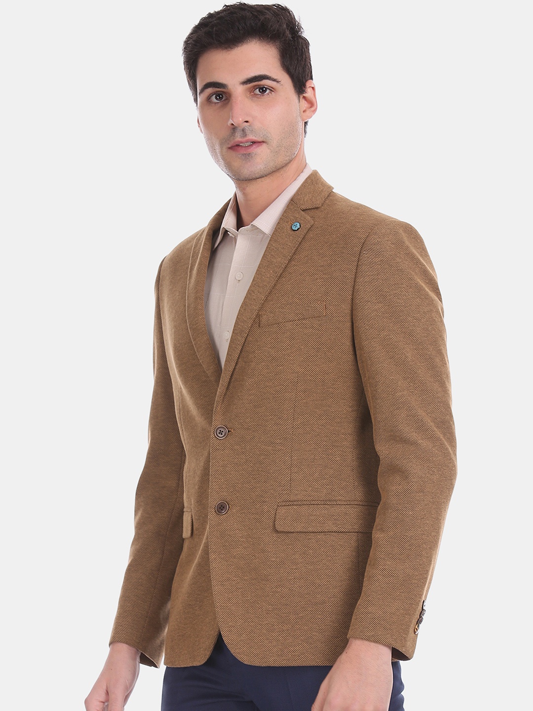 

Arrow Sport Men Brown Self-Design Slim-Fit Single-Breasted Casual Blazer