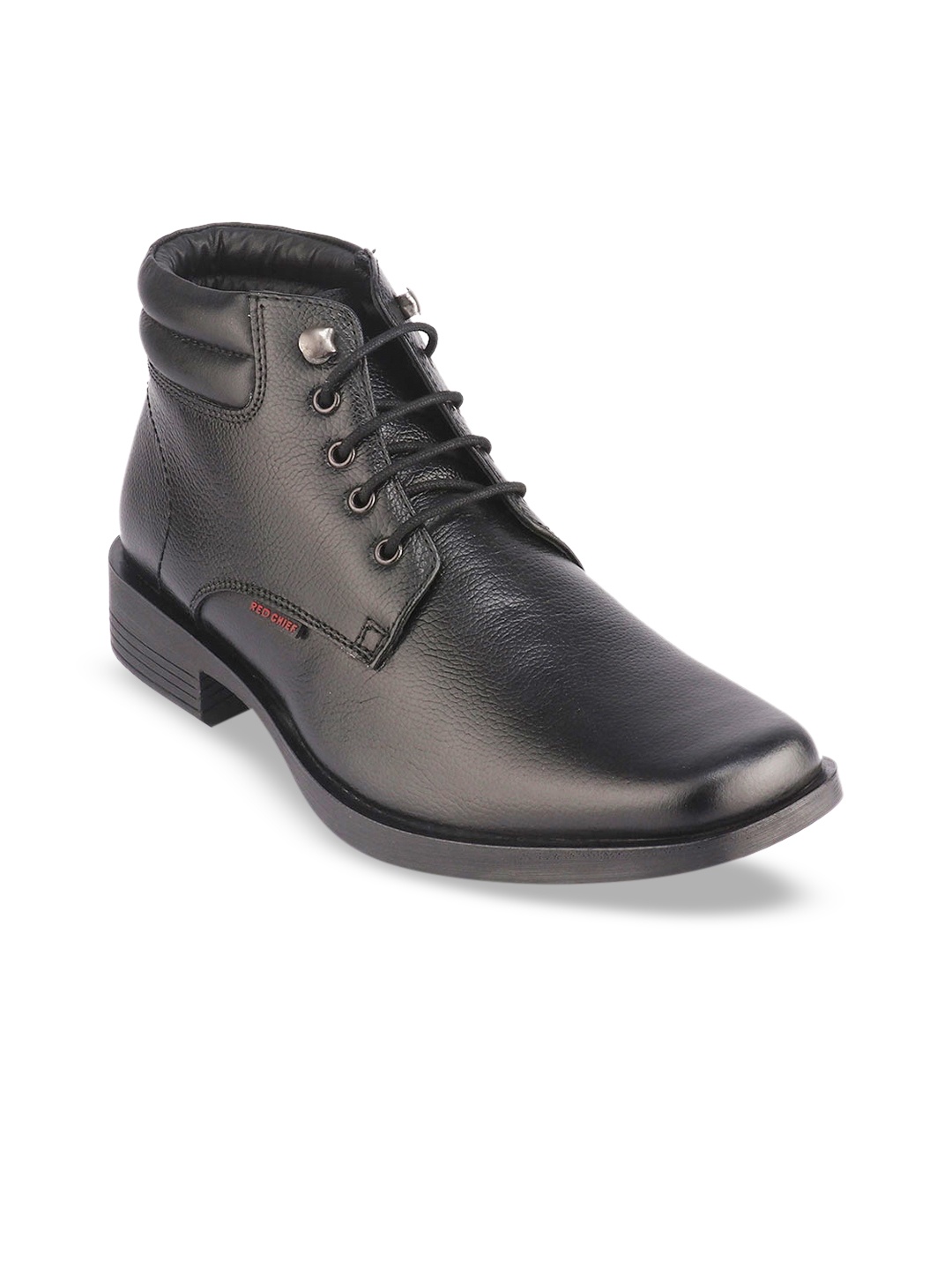 

Red Chief Men Black Solid Leather Flat Boots
