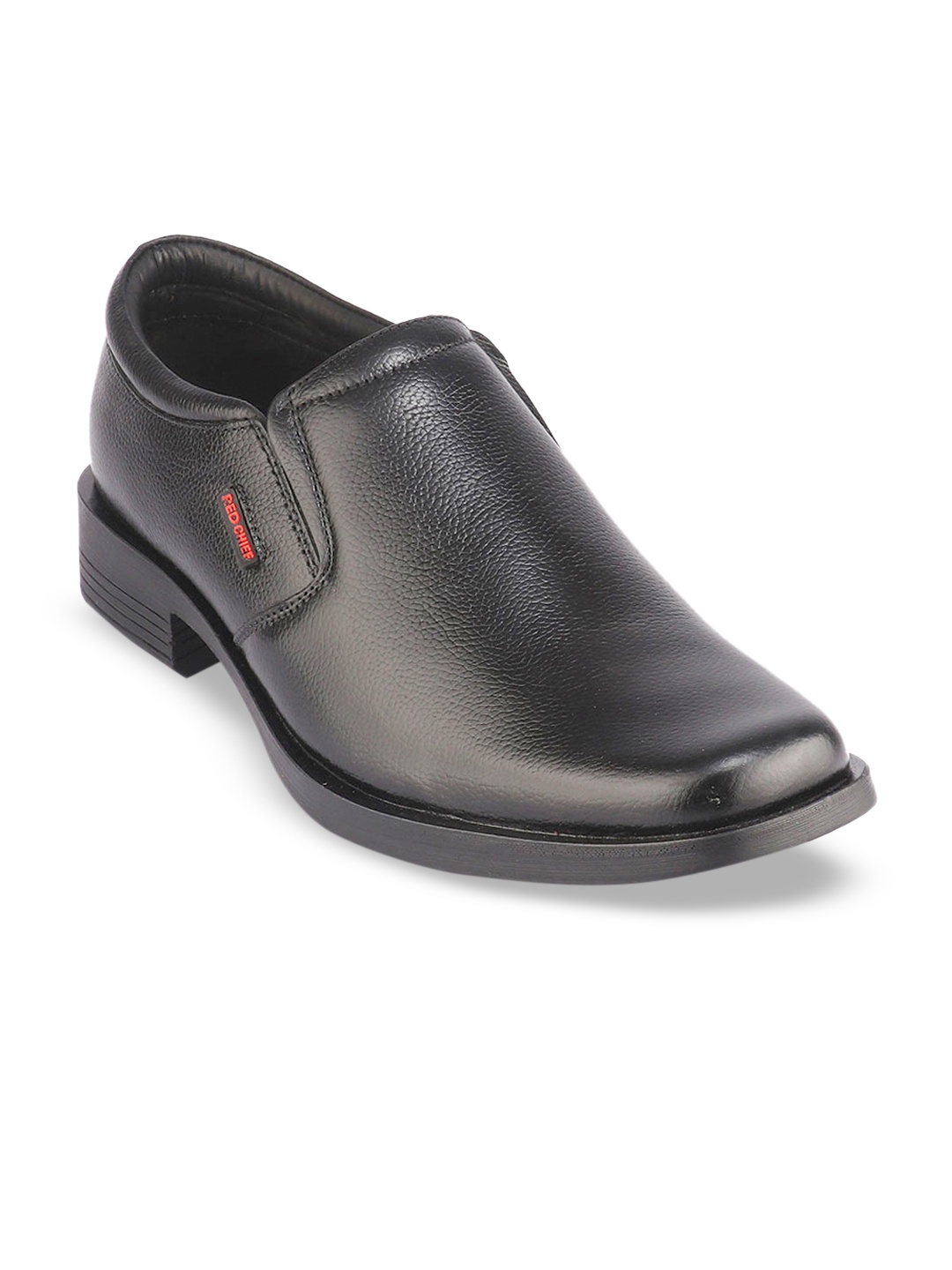 

Red Chief Men Black Solid Leather Formal Slip-Ons