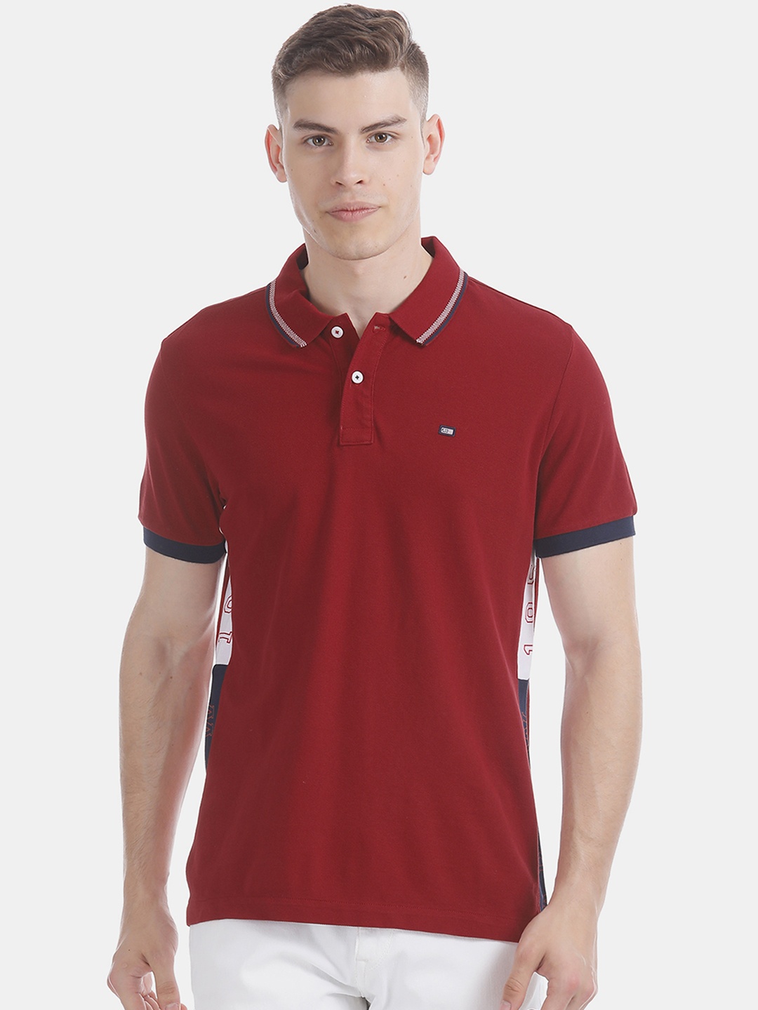 

Arrow Sport Men Maroon Solid Polo Collar Pure Cotton T-shirt