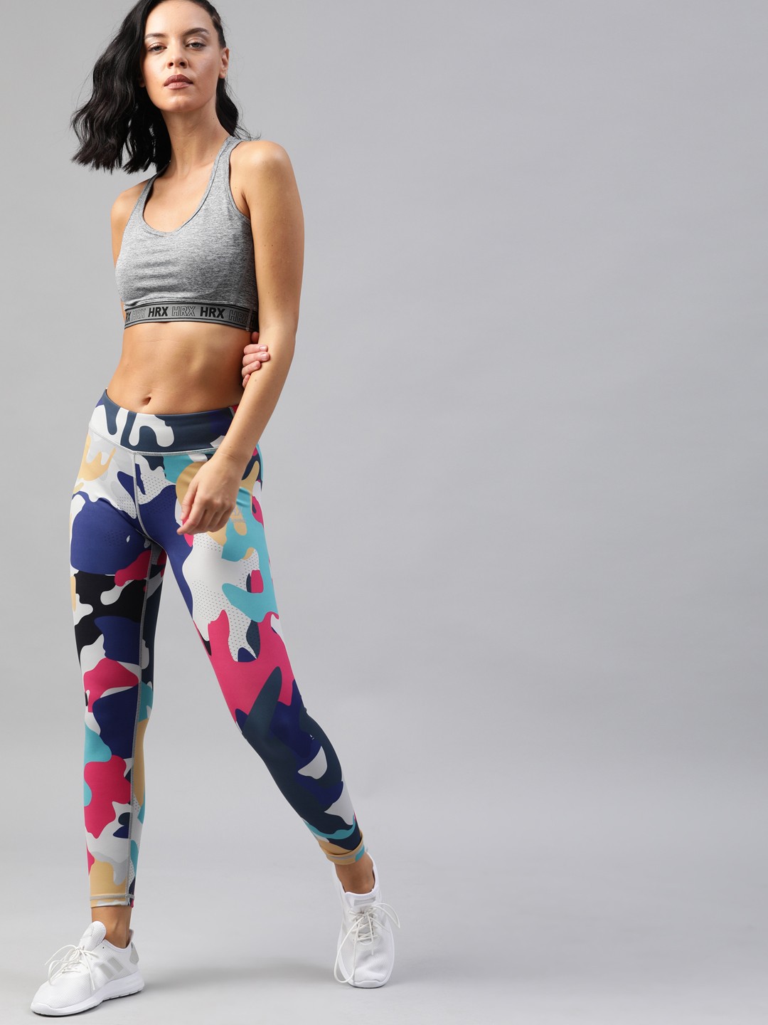 

HRX by Hrithik Roshan Women Multicoloured Rapid Dry N9 Antimicrobial Training Tights, Multi