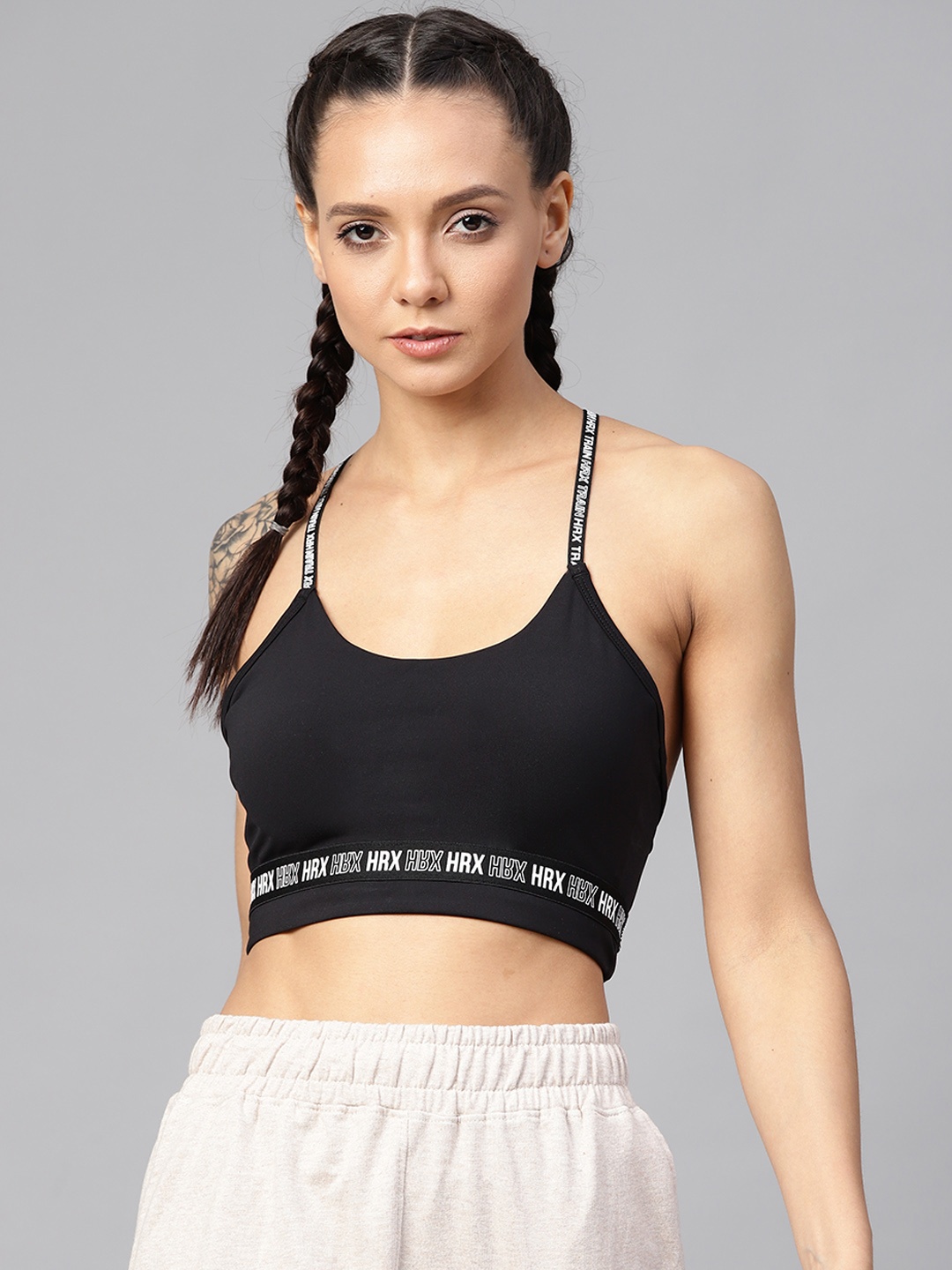 

HRX by Hrithik Roshan Black Solid Rapid-Dry Running Sports Bra