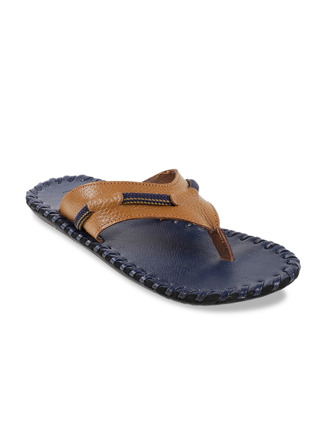 

Metro Men Tan Brown & Navy Blue Comfort Sandals